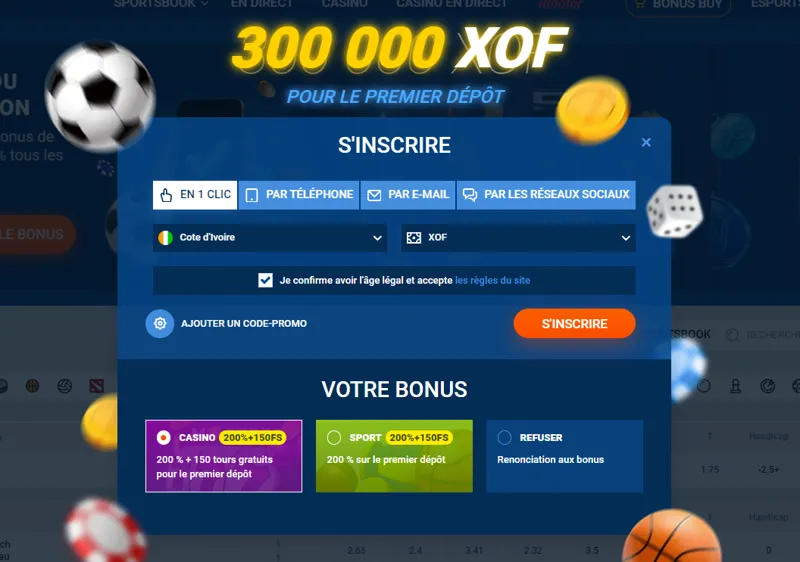 Formulaire d'inscription pour les nouveaux clients MostBet de Côte d'Ivoire