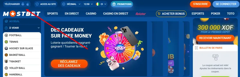 Applications mobiles pour appareils Android et iOS sur le site web de MostBet