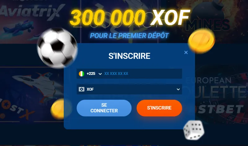 Formulaire d'inscription pour les nouveaux joueurs du casino MostBet