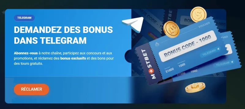 Participez aux événements sur la chaîne Telegram de MostBet et recevez des recompenses