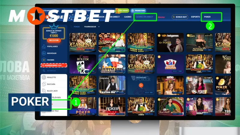Jeu de poker sur MostBet avec différentes variantes et tables pour tous les niveaux