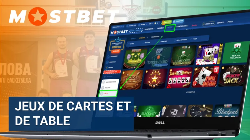 Jeux de cartes et jeux de table de MostBet incluant blackjack, roulette et baccarat