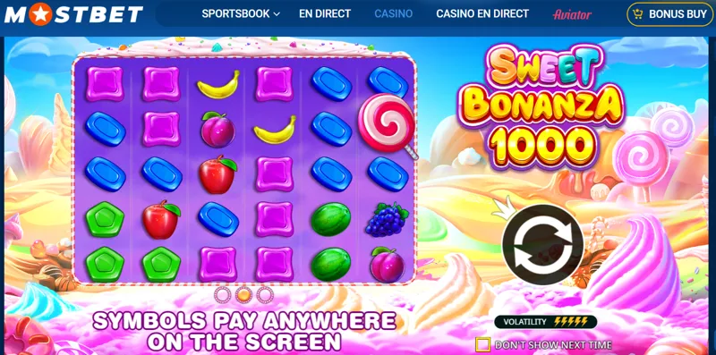 Jouez à Sweet Bonanza sur le casino en ligne MostBet